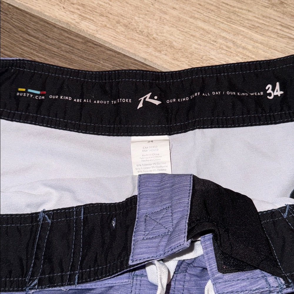 Rusty Men's Indigo Board Shorts Sz 34 EUC - Picture 2 of 4